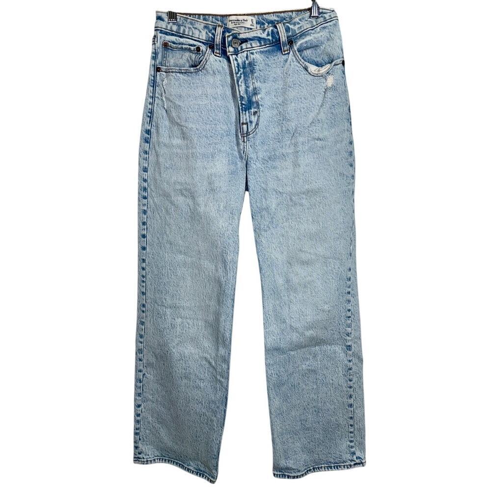 Abercrombie & Fitch 90s Relaxed Jean High Rise Blue Denim Straight Jeans Sz 27 4